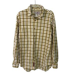 The Territory Ahead Shirt Mens Size Large L Pure Cotton Plaid Button Front Cuffs